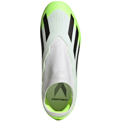 Buty piłkarskie dla dzieci adidas X Crazyfast.3 Laceless FG biało-zielone ID9357