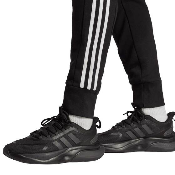 Spodnie męskie adidas Essentials French Terry Tapered Cuff 3-Stripes czarne HA4337