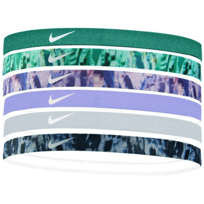 Opaski na głowę Nike 6szt printed zielona, szara, fioletowa N0002545322OS