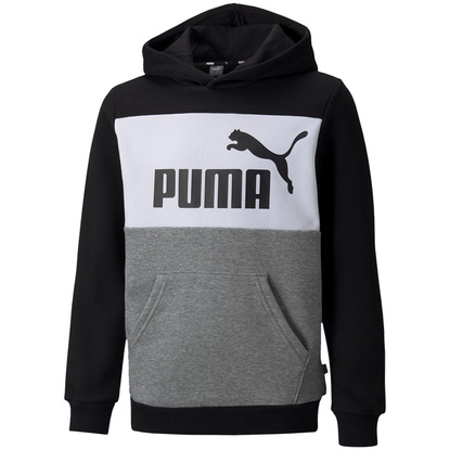 Bluza dla dzieci Puma ESS Block Hoodie FL B czarno-szaro-biała 849081 01