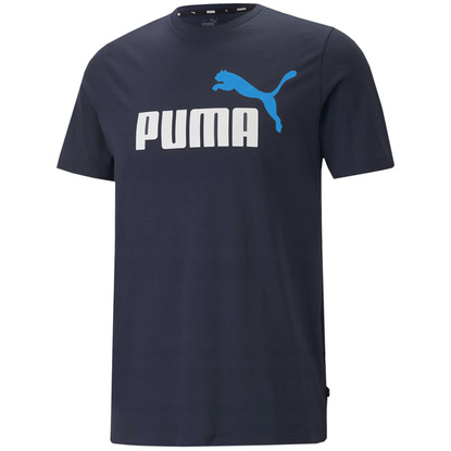 Koszulka męska Puma ESS+ 2 Col Logo Tee granatowa 586759 07