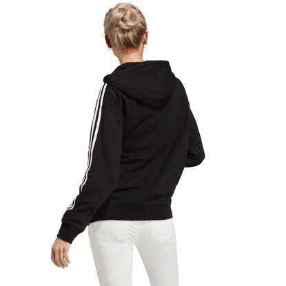 Bluza damska adidas Essentials 3-Stripes French Terry Oversized Full-Zip Hoodie czarno-biała IC8782