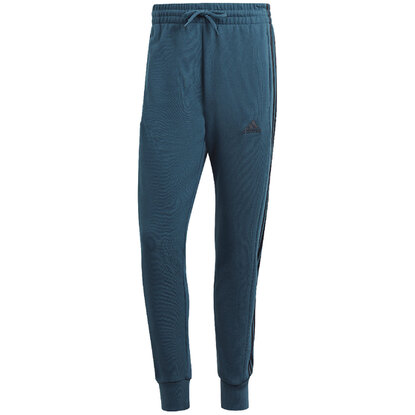 Spodnie męskie adidas Essentials French Terry Tapered Cuff 3-Stripes Pants niebieskie IJ8698