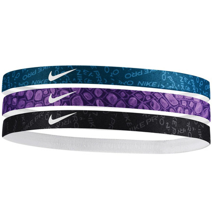 Opaski na włosy Nike Headbands 3 szt. czarna, fioletowa, niebieska N0002560428OS