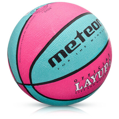 Piłka koszykowa Meteor LayUp 4 różowo-niebieska 07078