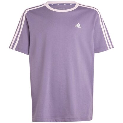 Koszulka dla dzieci adidas Essentials 3-Stripes Cotton Loose Fit Boyfriend Tee fioletowa IL3276