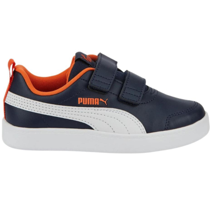 Buty dla dzieci Puma Courtflex v2 V PS granatowo-pomarańczowe 371543 26