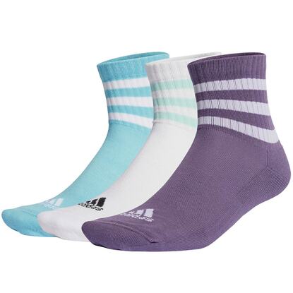 Skarpety adidas 3-Stripes Cushioned Sportswear Mid-Cut Socks 3P fioletowe, białe, niebieskie IJ8263