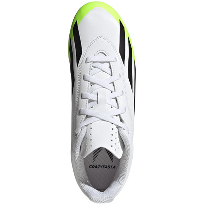 Buty piłkarskie dla dzieci adidas X Crazyfast.4 FXG biało-zielone IE1588