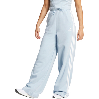 Spodnie damskie adidas Essentials 3-Stripes Fleece Wide błękitne IR5384