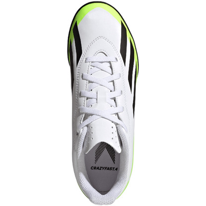 Buty piłkarskie dla dzieci adidas X Crazyfast.4 TF biało-zielone IE4066