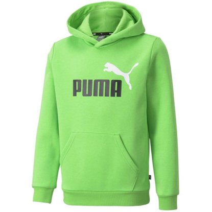 Bluza dla dzieci Puma ESS+ 2 Col Big Logo Hoodie FL zielona 586987 46
