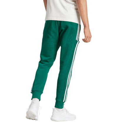 Spodnie męskie adidas Essentials French Terry Tapered Cuff 3-Stripes zielone IS1392