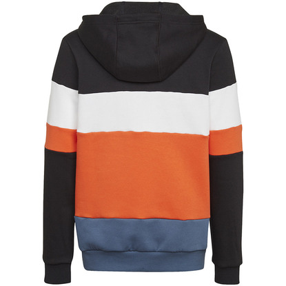 Bluza dla dzieci adidas Colorblock Hoodie czarno-pomarańczowa HN8556