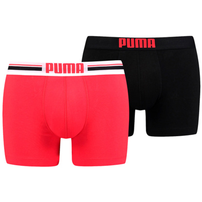 Bokserki męskie Puma Placed Logo Boxer 2P czerwone, czarne 906519 07