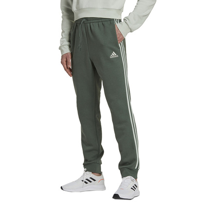 Spodnie męskie adidas Essentials Fleece Tapered Cuff 3-Stripes Pants zielone HL2272