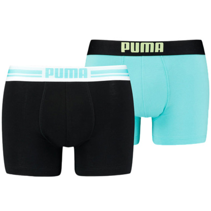Bokserki męskie Puma Placed Logo Boxer 2P błękitne, czarne 906519 10