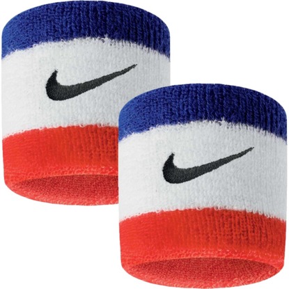 Frotki na nadgarstek Nike Swoosh niebiesko-biało-czerwone 2 szt. N0001565620