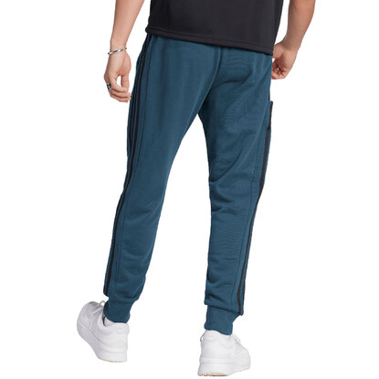 Spodnie męskie adidas Essentials French Terry Tapered Cuff 3-Stripes Pants niebieskie IJ8698