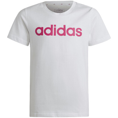 Koszulka dla dzieci adidas Essentials Linear Logo Cotton Slim Fit Tee biała IC3150