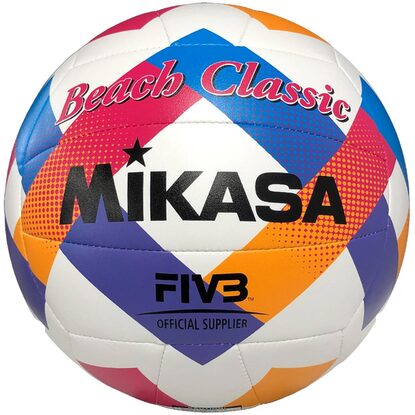 Piłka siatkowa plażowa Mikasa Beach Classic biało-niebiesko-różowa BV543C-VXA-O