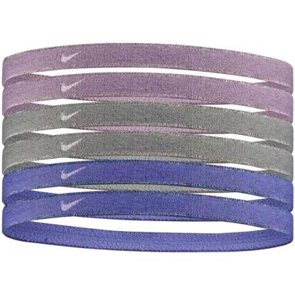 Opaski na głowę Nike Swoosh Sport 6 szt. fioletowe, szare, niebieskie N1002008935OS
