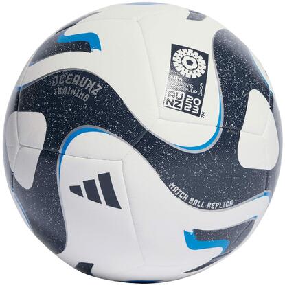 Piłka nożna adidas Oceaunz Training biało-niebiesko-czarna HT9014