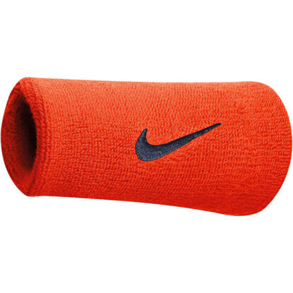 Frotki na nadgarstek Nike Swoosh Doublewide Wristbands pomarańczowe N0001586804OS