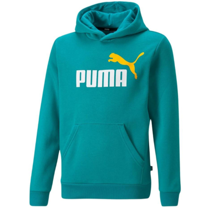 Bluza dla dzieci Puma ESS+ 2 Col Big Logo Hoodie turkusowa 586987 27