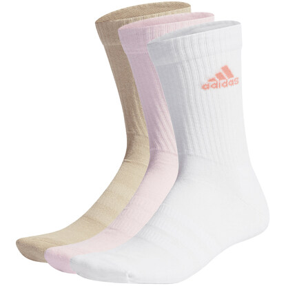 Skarpety adidas Cushioned Crew Socks 3P biało-różowo-beżowe IK0353