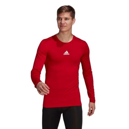 Koszulka męska adidas Compression Long Sleeve Tee czerwona  GU7336