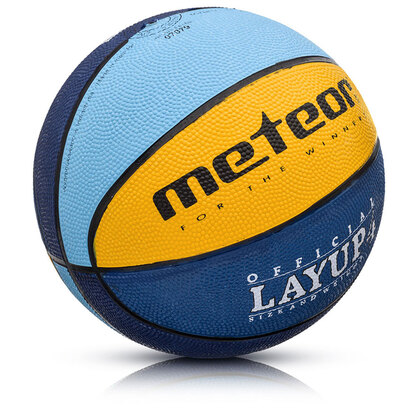 Piłka koszykowa Meteor LayUp 4 błękitno-żółto-niebieska 07079