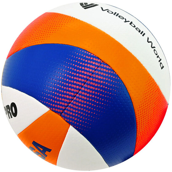 Piłka siatkowa plażowa meczowa Mikasa Beach Pro biało-pomarańczowo-niebieska BV550C