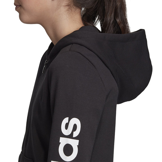 Bluza dla dzieci adidas Youth Essentials Linear Full Zip Hoodie czarna EH6124