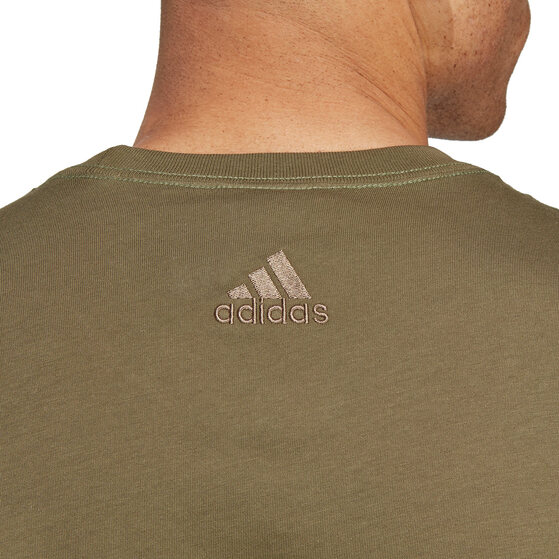Koszulka męska adidas Essentials Single Jersey Linear Embroidered Logo Tee khaki IC9280