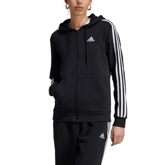 Bluza damska adidas Essentials 3-Stripes Full-Zip Fleece czarna HZ5743