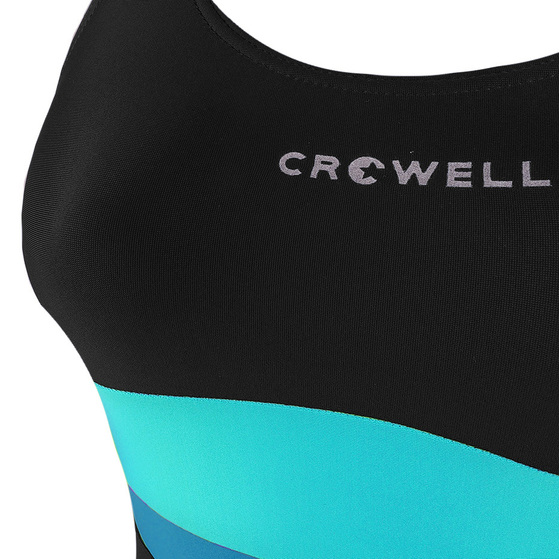 Kostium kąpielowy damski Crowell Katie kol.01 czarno-błękitno-niebieski
