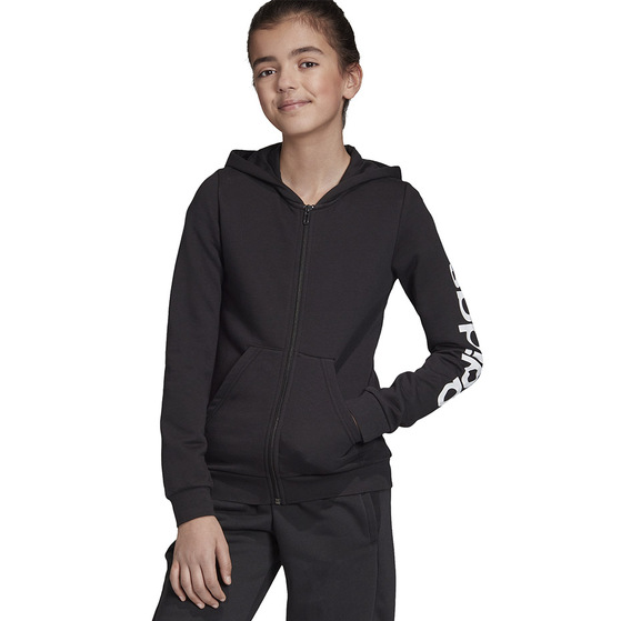 Bluza dla dzieci adidas Youth Essentials Linear Full Zip Hoodie czarna EH6124
