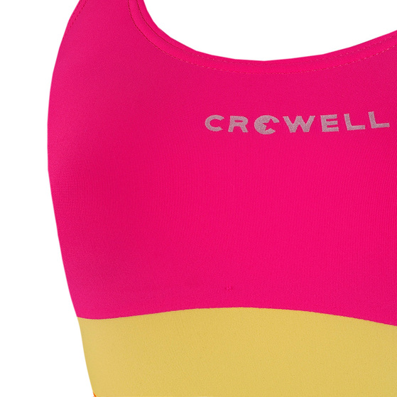 Kostium kąpielowy dla dziewczynki Crowell Swan kol.04 różowo-pomarańczowo-żółty