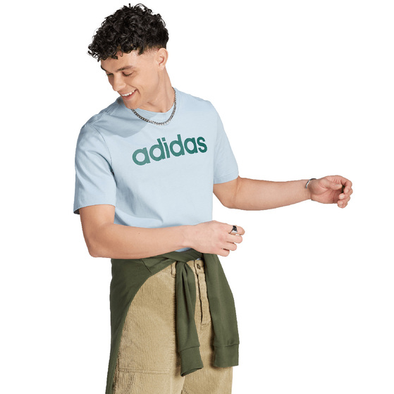 Koszulka męska adidas Essentials Single Jersey Linear Embroidered Logo Tee niebieska IJ8651