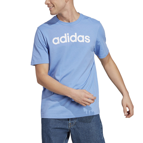 Koszulka męska adidas Essentials Single Jersey Linear Embroidered Logo Tee błękitna IC9295