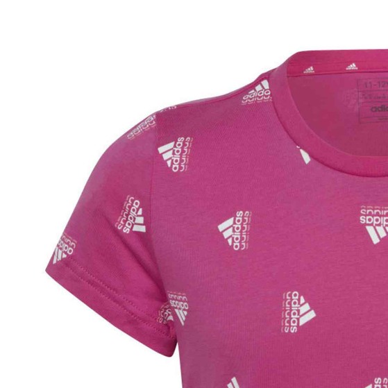 Koszulka dla dzieci adidas Brand Love Print Cotton Tee różowa IB8920