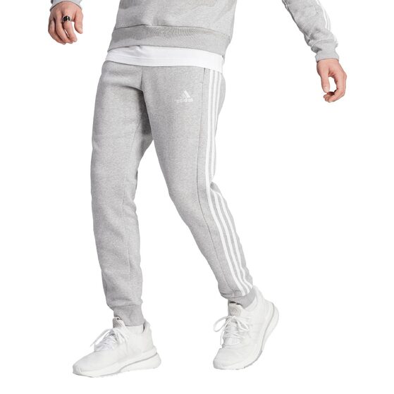 Spodnie męskie adidas Essentials Fleece 3-Stripes Tapered Cuff szare IJ6494
