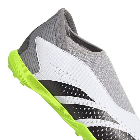 Buty piłkarskie dla dzieci adidas Predator Accuracy.3 Laceless TF biało-szare IE9436