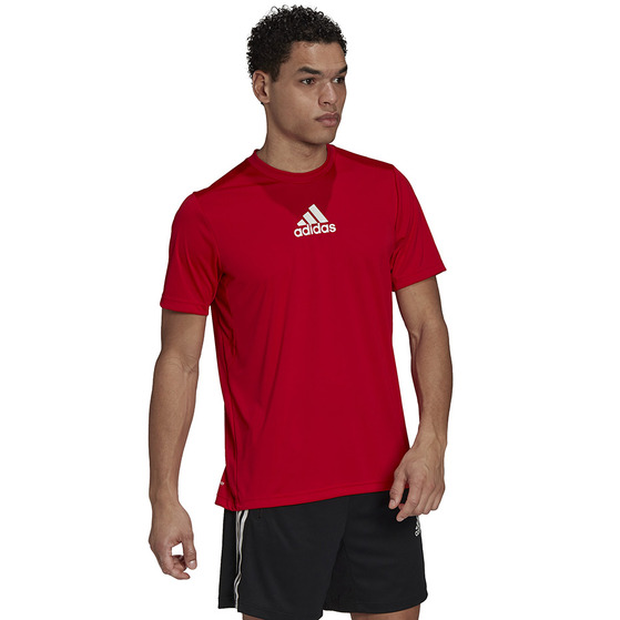 Koszulka męska adidas Primeblue Designed To Move Sport 3-Stripes Tee czerwona GM4318