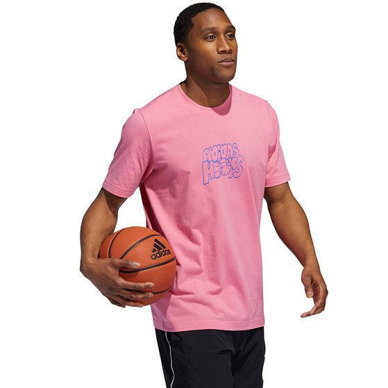 Koszulka męska adidas Lil Stripe adidas Hoops Graphic Tee różowa GS7220