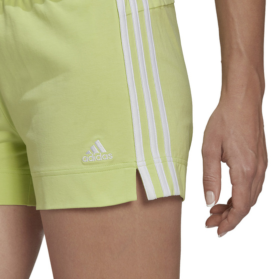 Spodenki damskie adidas Essentials Slim 3-Stripes Shorts zielone HE9361