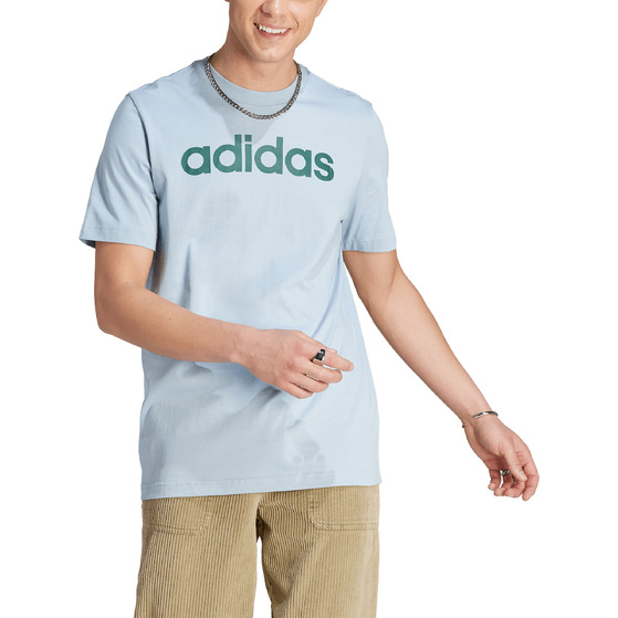 Koszulka męska adidas Essentials Single Jersey Linear Embroidered Logo Tee niebieska IJ8651