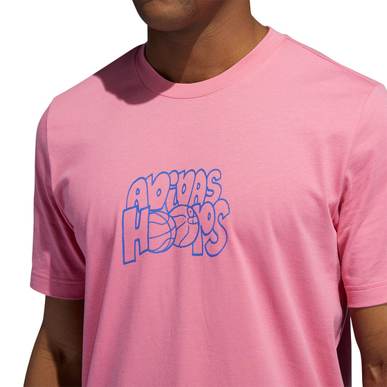 Koszulka męska adidas Lil Stripe adidas Hoops Graphic Tee różowa GS7220