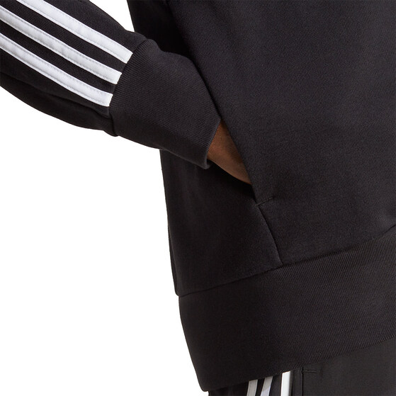 Bluza męska adidas Essentials French Terry 3-Stripes Full-Zip Hoodie czarna IC0433